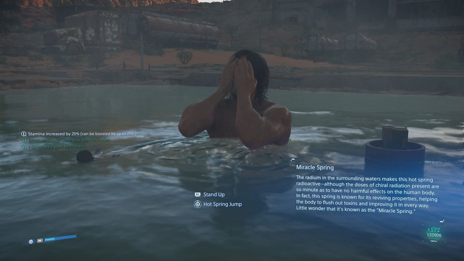 You can Fast Travel using Hot Springs too (Image via Sportskeeda Gaming || Kojima Productions)